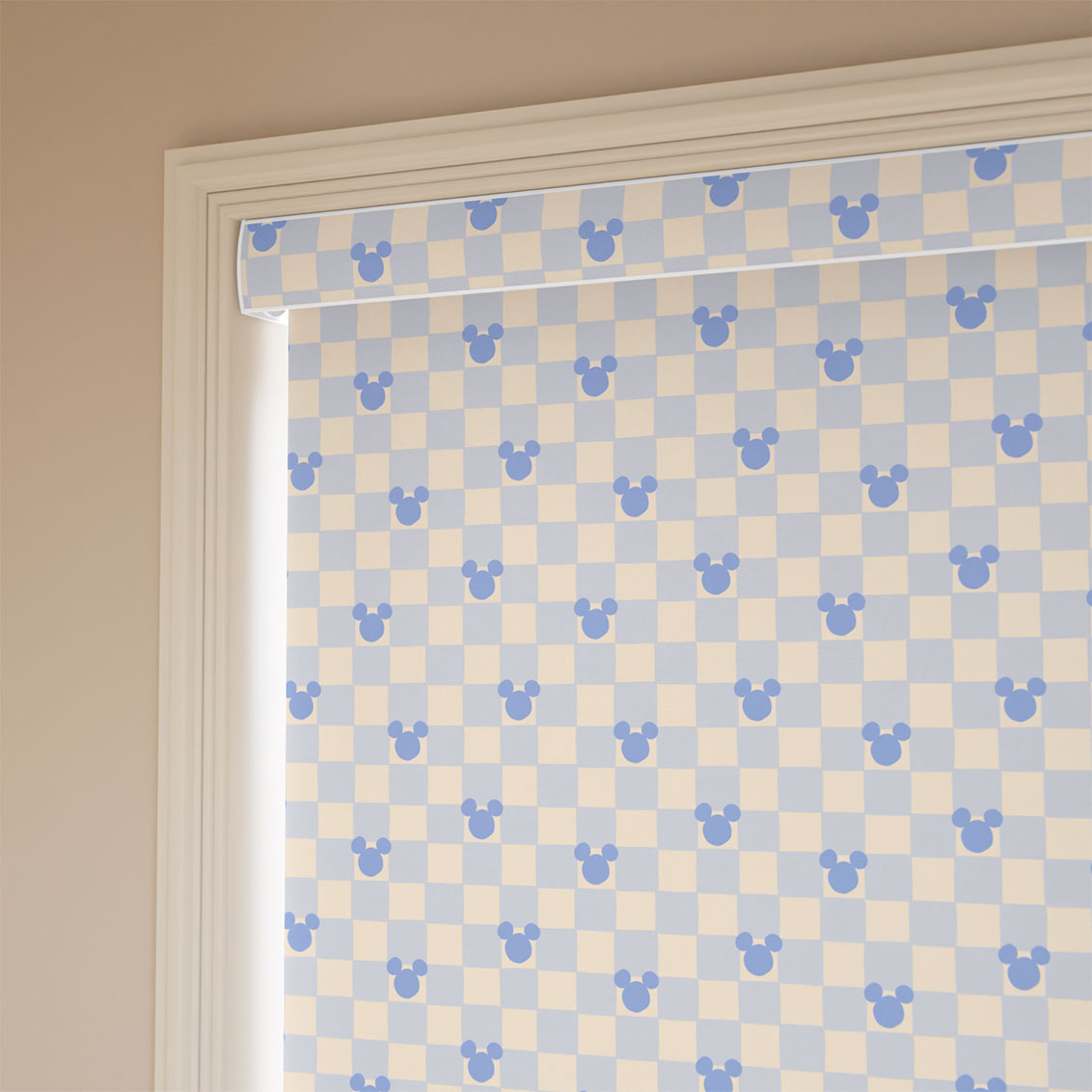 Mickey Checks Blackout Ice Blue Roller Blind