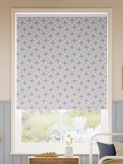 Mickey Checks Blackout Ice Blue Roller Blind thumbnail image