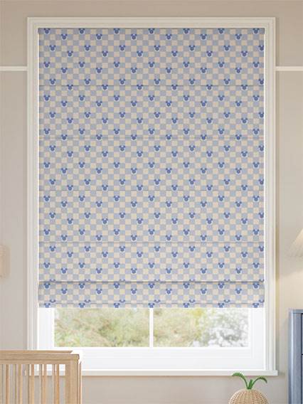 Mickey Checks Ice Blue Roman Blind thumbnail image
