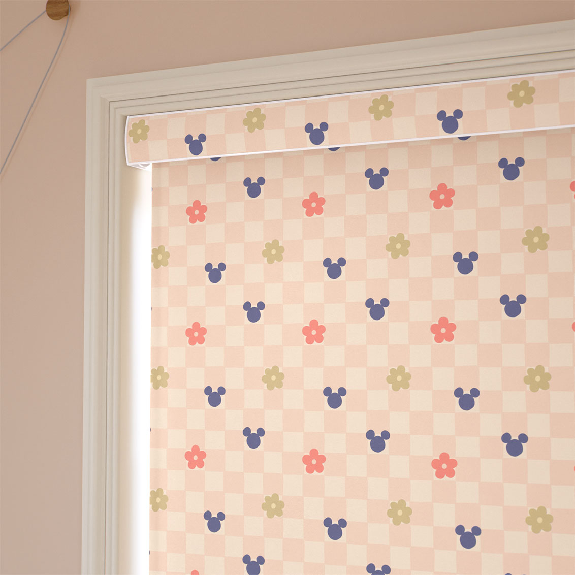 Mickey Flowers Blackout Blush Roller Blind