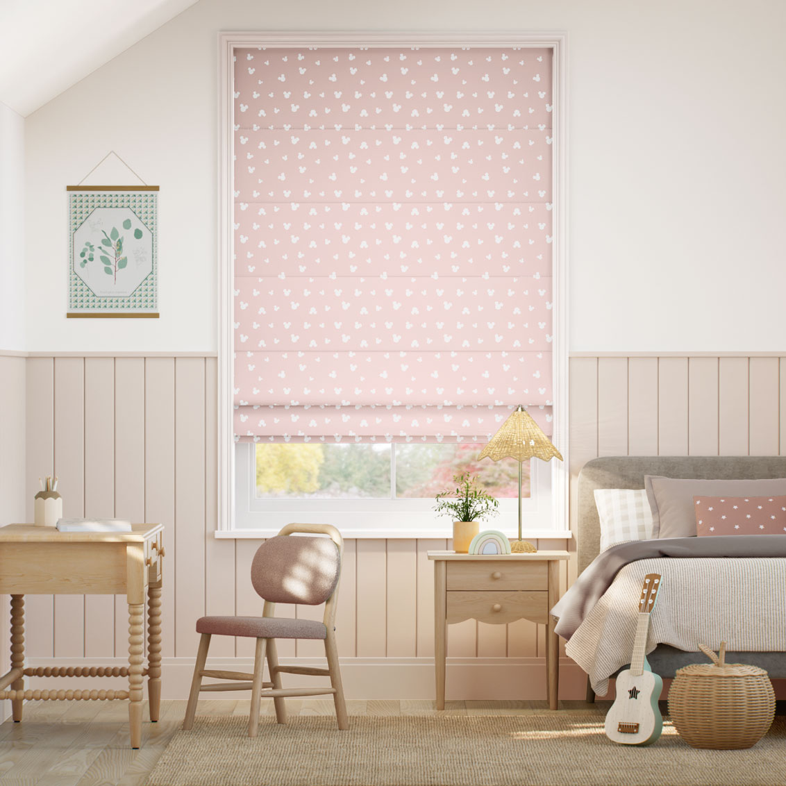 Mickey Spots Candy Floss Roman Blind