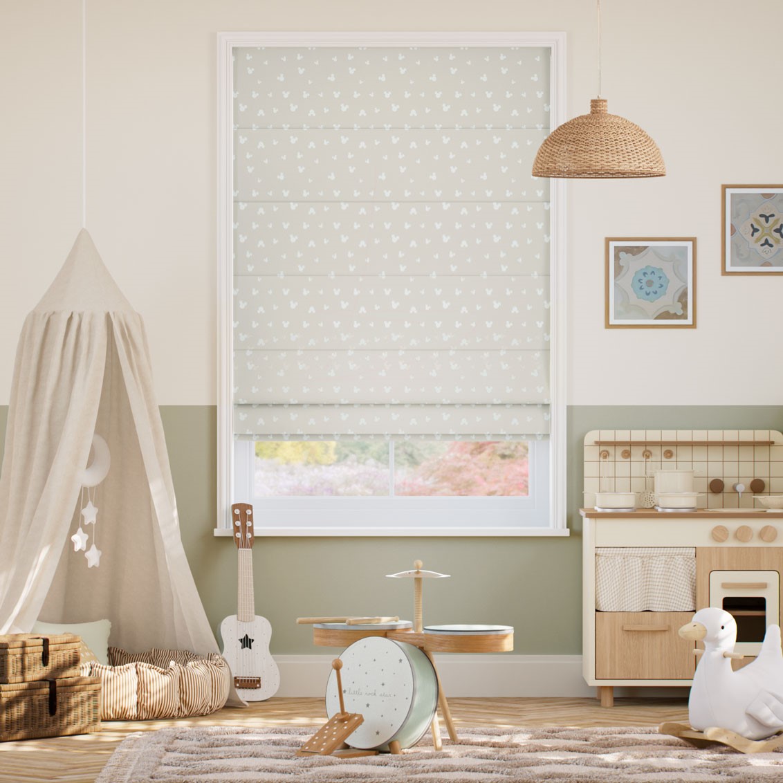 Mickey Spots Mink Roman Blind