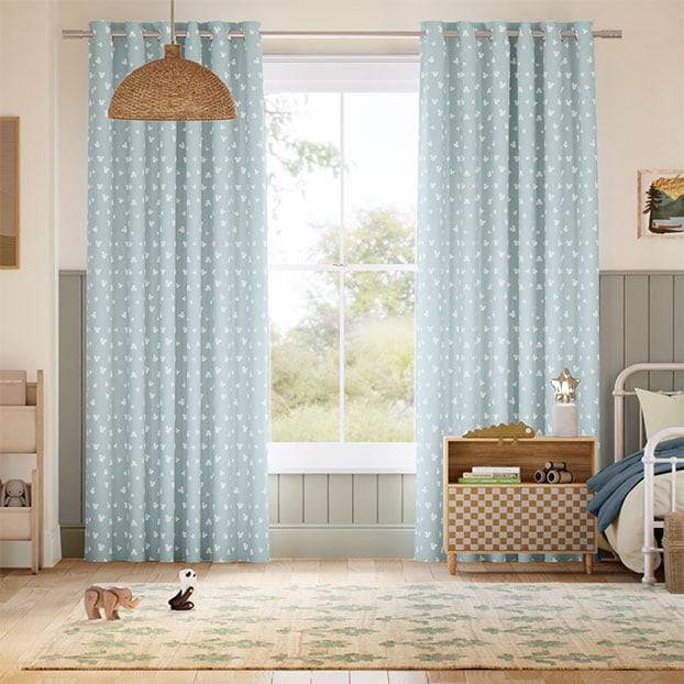 Mickey Spots Sky Blue Curtains thumbnail image