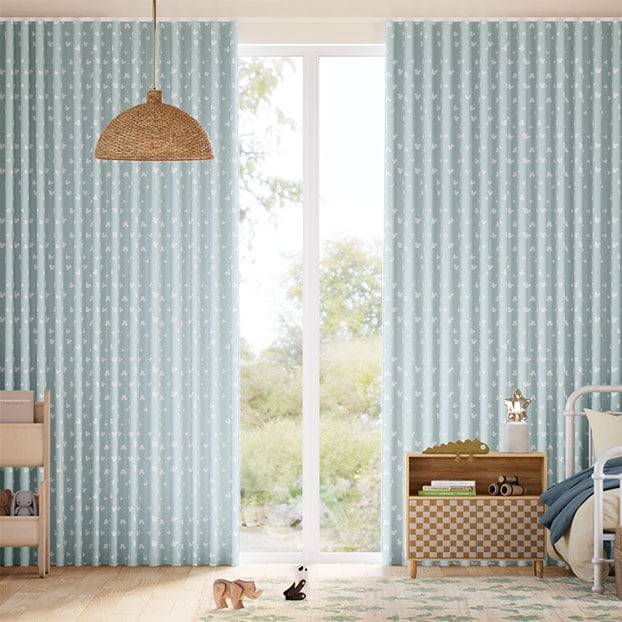 Mickey Spots Sky Blue Curtains thumbnail image