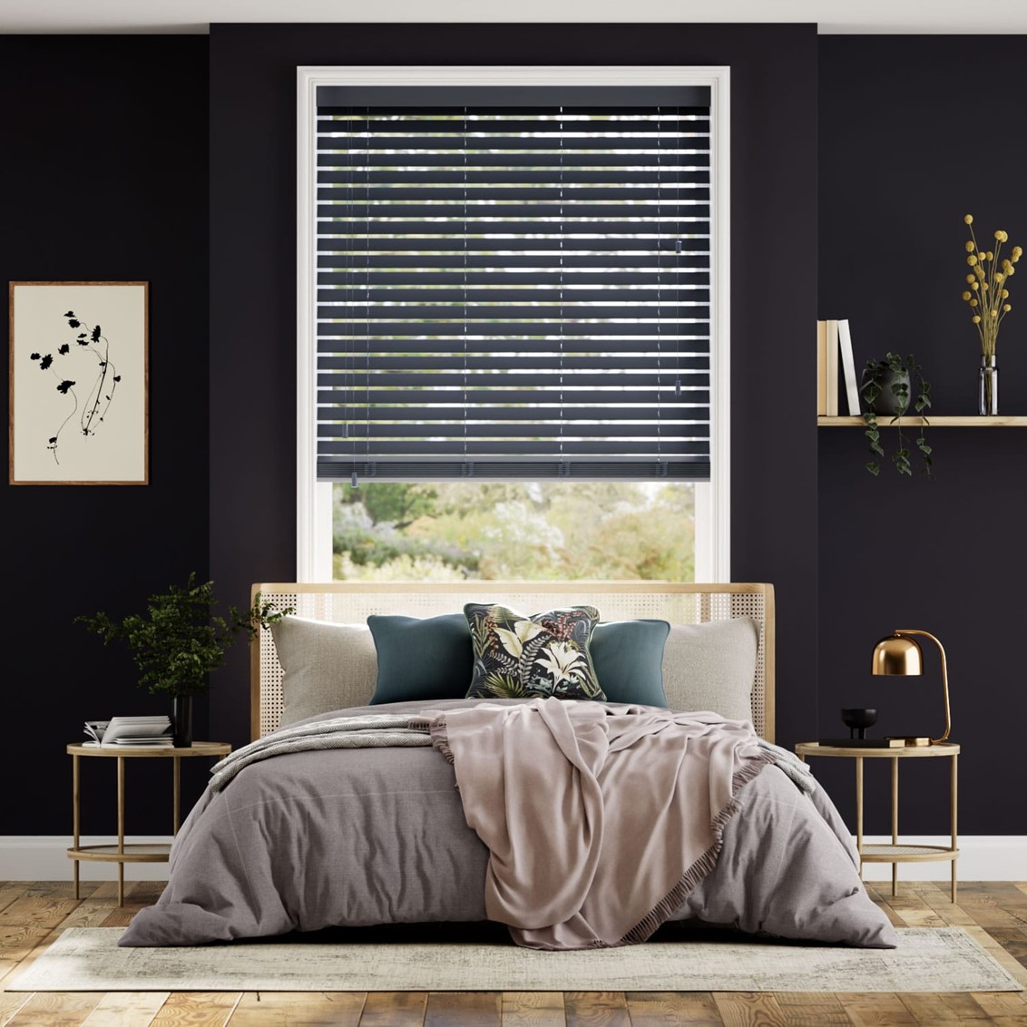 Midnight Blue Wooden Blind - 50mm Slat