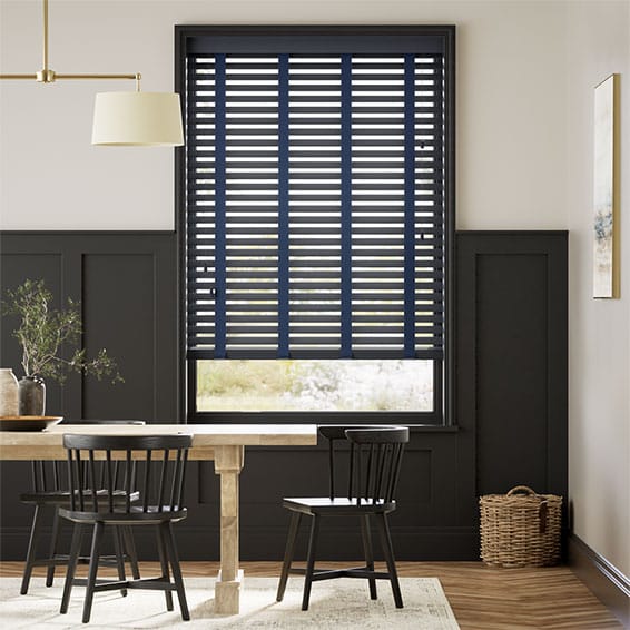 Midnight Blue and Ink Wooden Blind - 50mm Slat