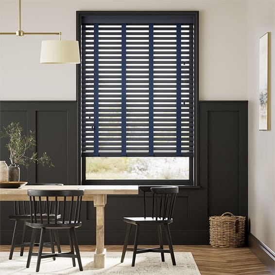 Midnight Blue & Ink Wooden Blind - 50mm Slat