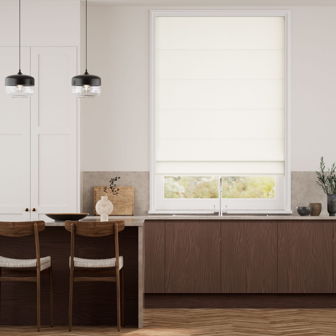 Mila Bone White Roman Blind