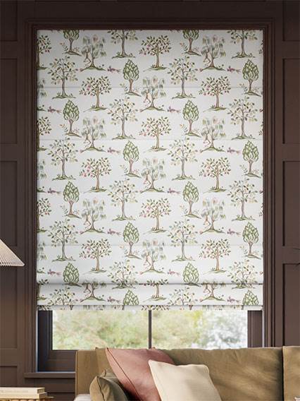 Monkey Tree Green & Blush Roman Blind thumbnail image