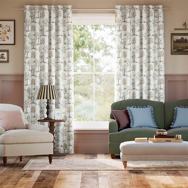 Monkey Tree Green, Red & Blue Curtains thumbnail image