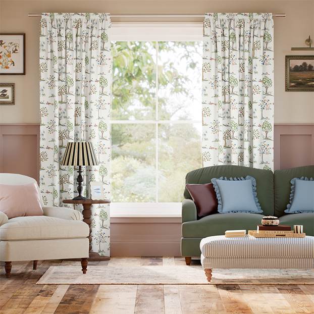 Monkey Tree Green, Red & Blue Curtains thumbnail image