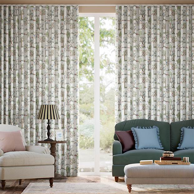 Monkey Tree Green, Red & Blue Curtains thumbnail image