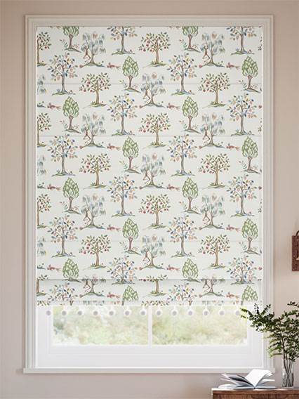 Monkey Tree Pom-Pom Green, Red & Blue Roman Blind thumbnail image
