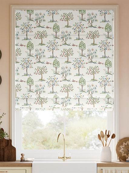 Monkey Tree Green, Red & Blue Roman Blind thumbnail image