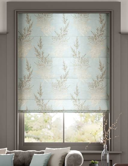 Moonlit Fern Faux Silk Pastel Blue Roman Blind thumbnail image