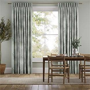 Moonlit Fern Faux Silk Platinum Curtains thumbnail image