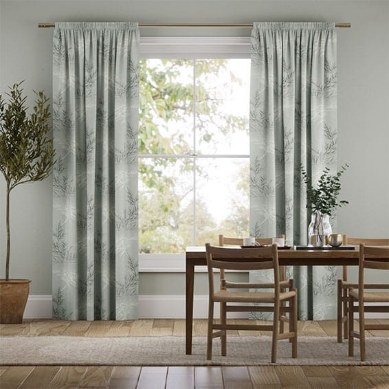 Moonlit Fern Faux Silk Platinum Curtains