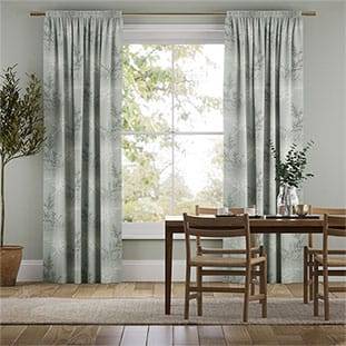 Moonlit Fern Faux Silk Platinum Curtains thumbnail image