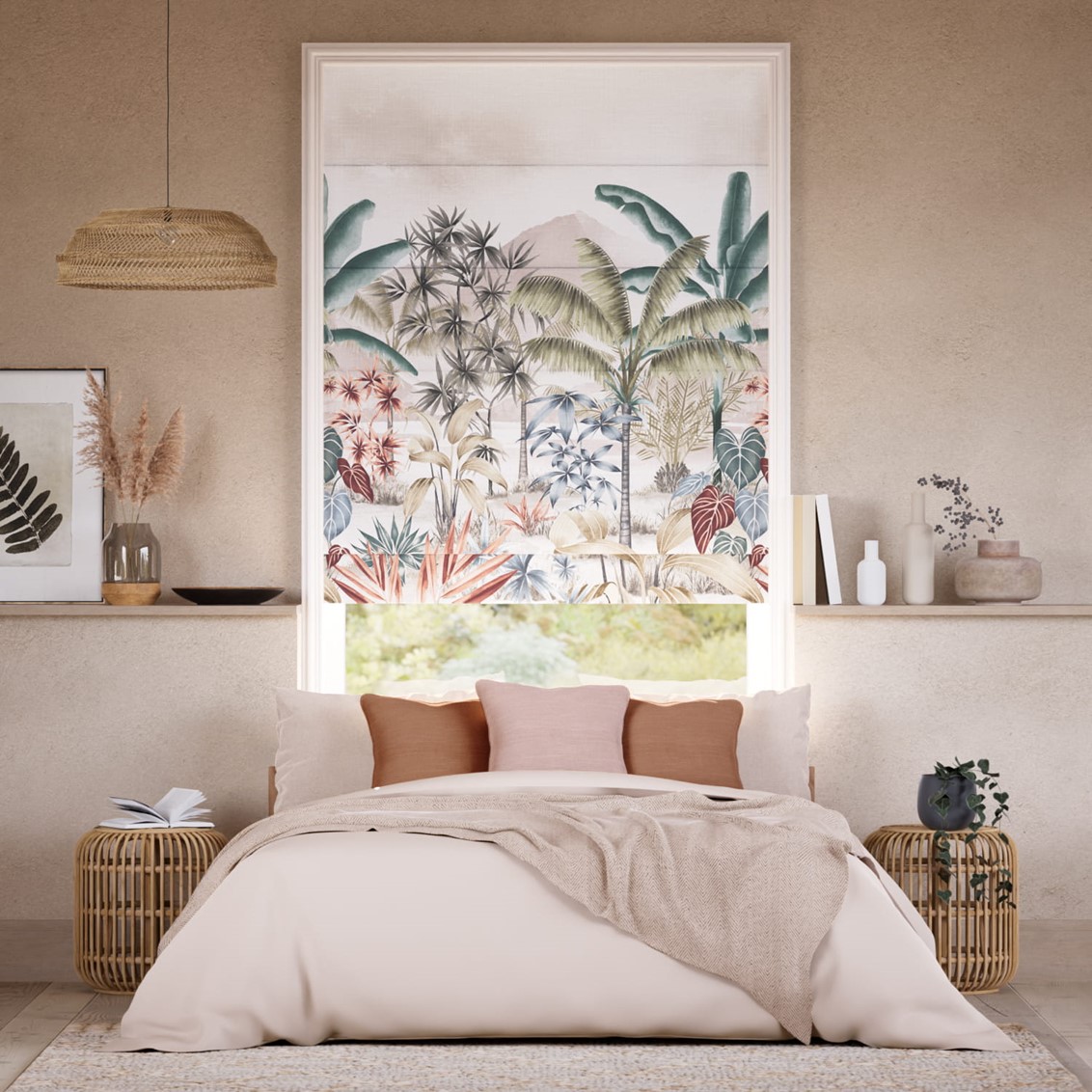 Mountain Palm Dusk Roman Blind