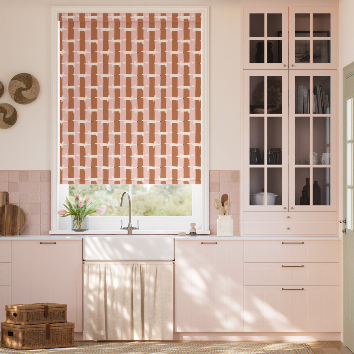 Mr Fox Stripe Blush Roller Blind