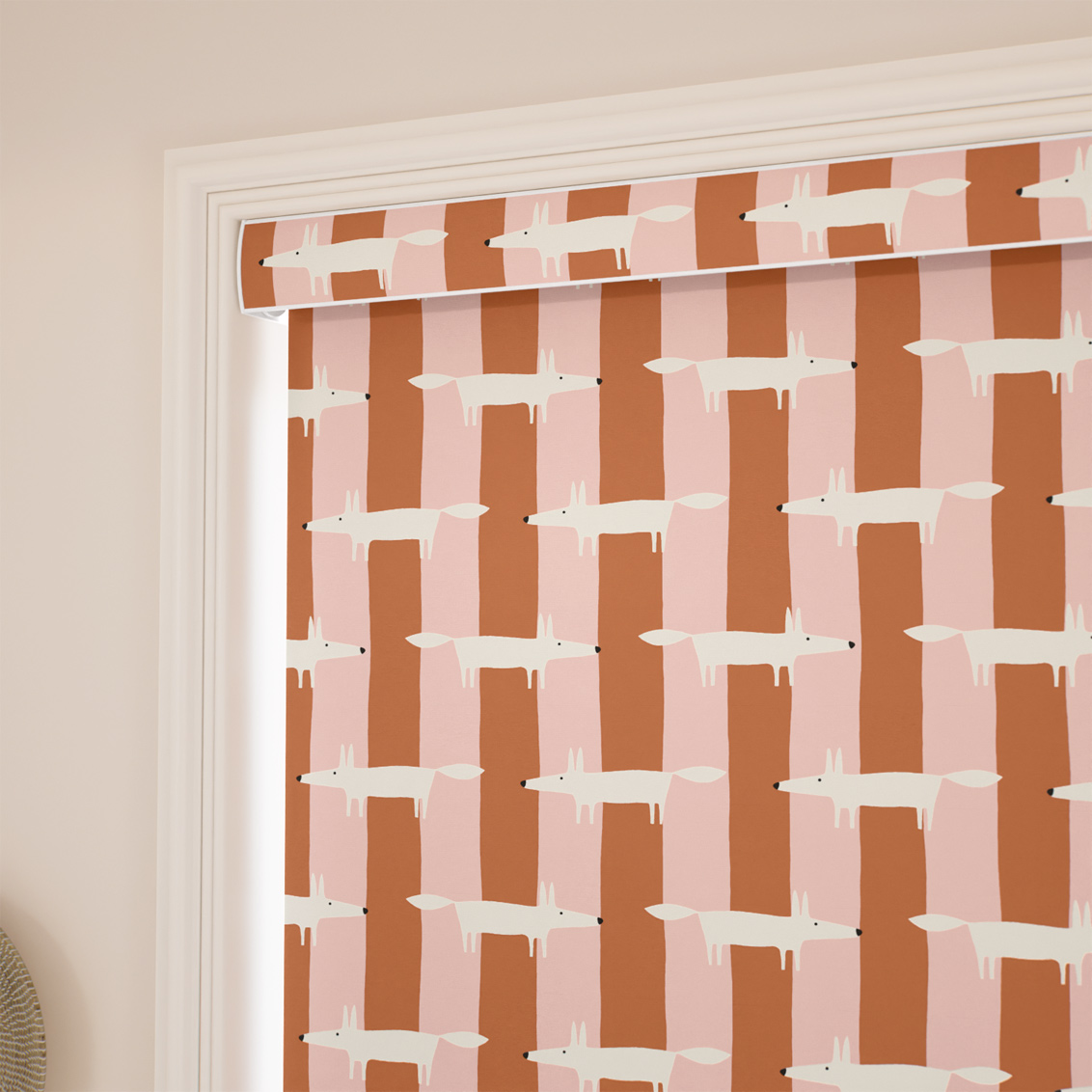Mr Fox Stripe Blush Roller Blind