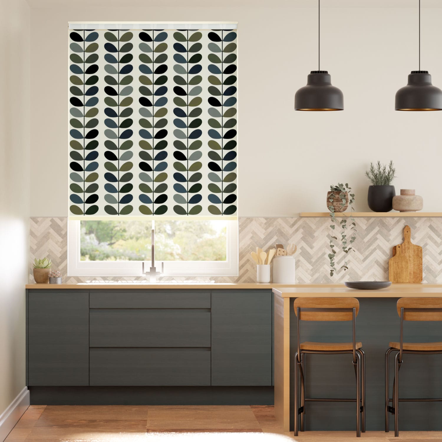 Multi Stem Moss Roller Blind