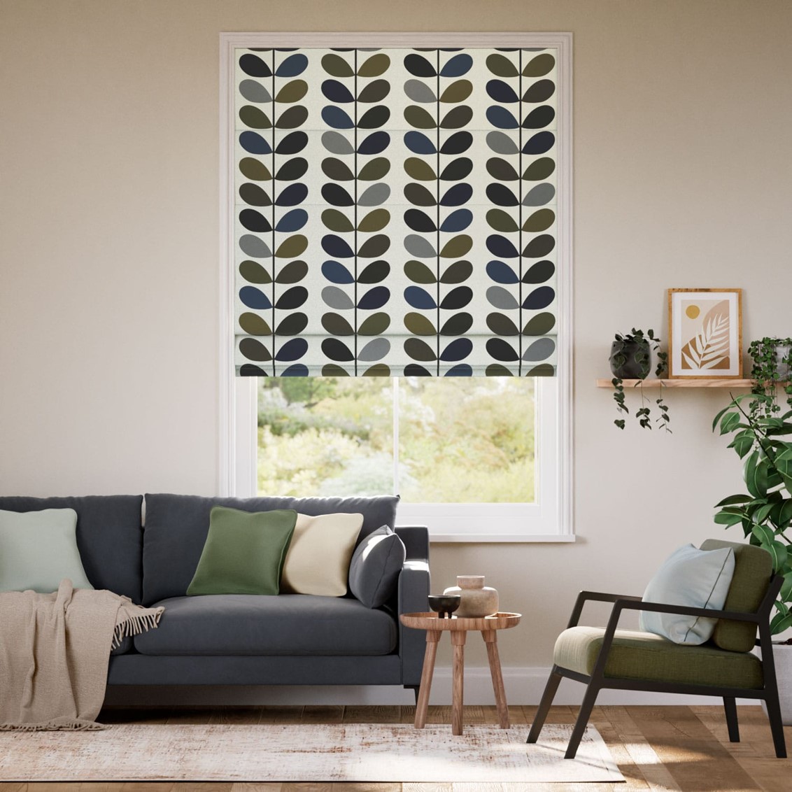 Multi Stem Moss Roman Blind