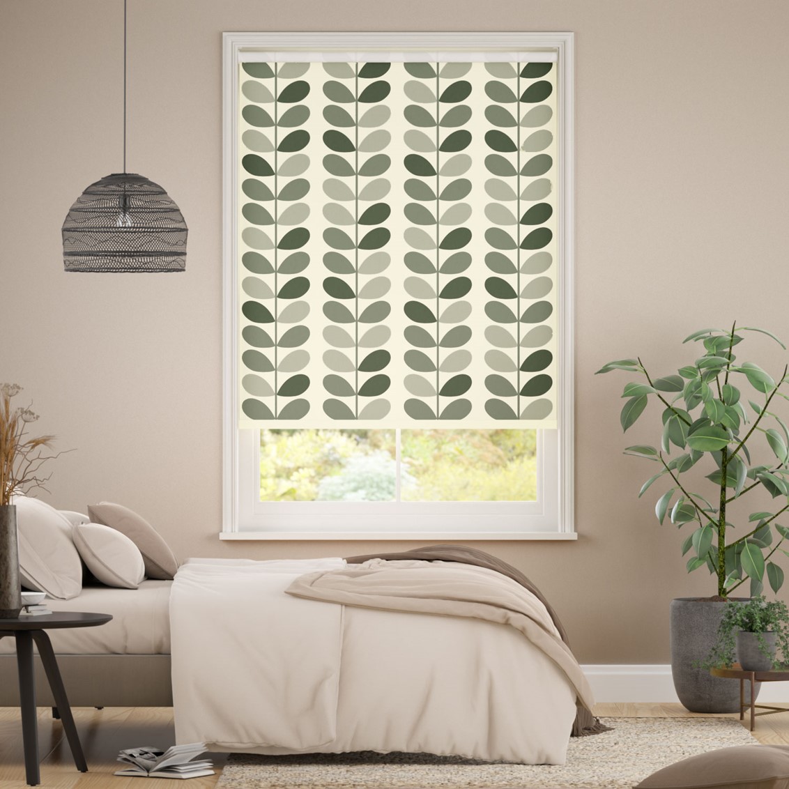 Multi Stem Warm Grey Roller Blind