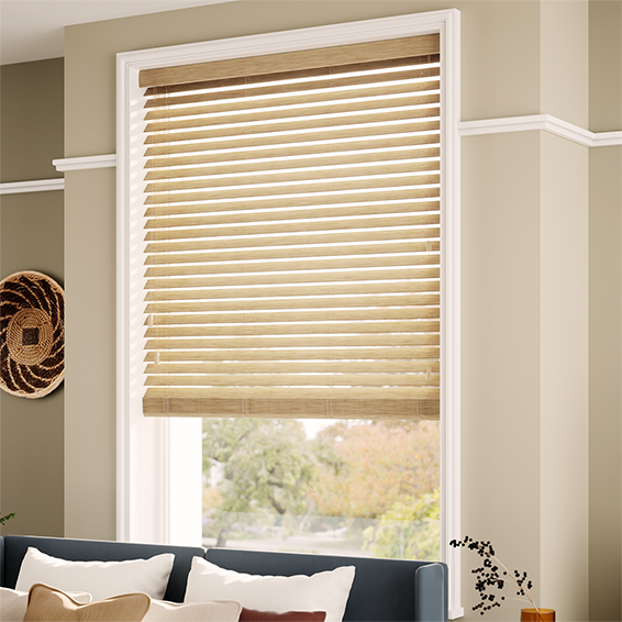 Natural Bamboo Jute Wooden Blind - 50mm Slat