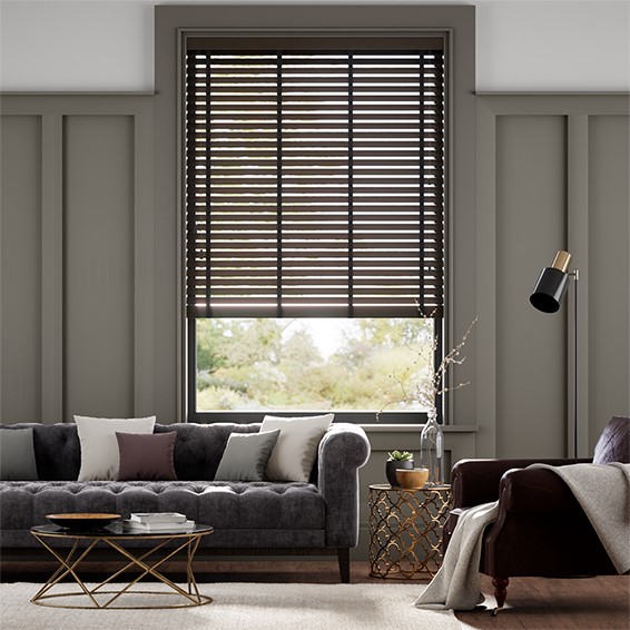 Natural Bamboo Umber & Jet Wooden Blind - 50mm Slat