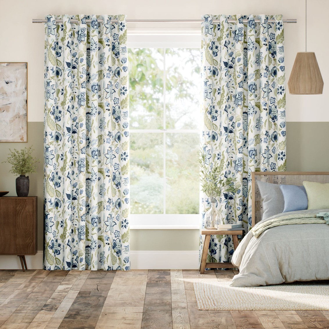 Newnham Courtney Cobalt Sage Curtains