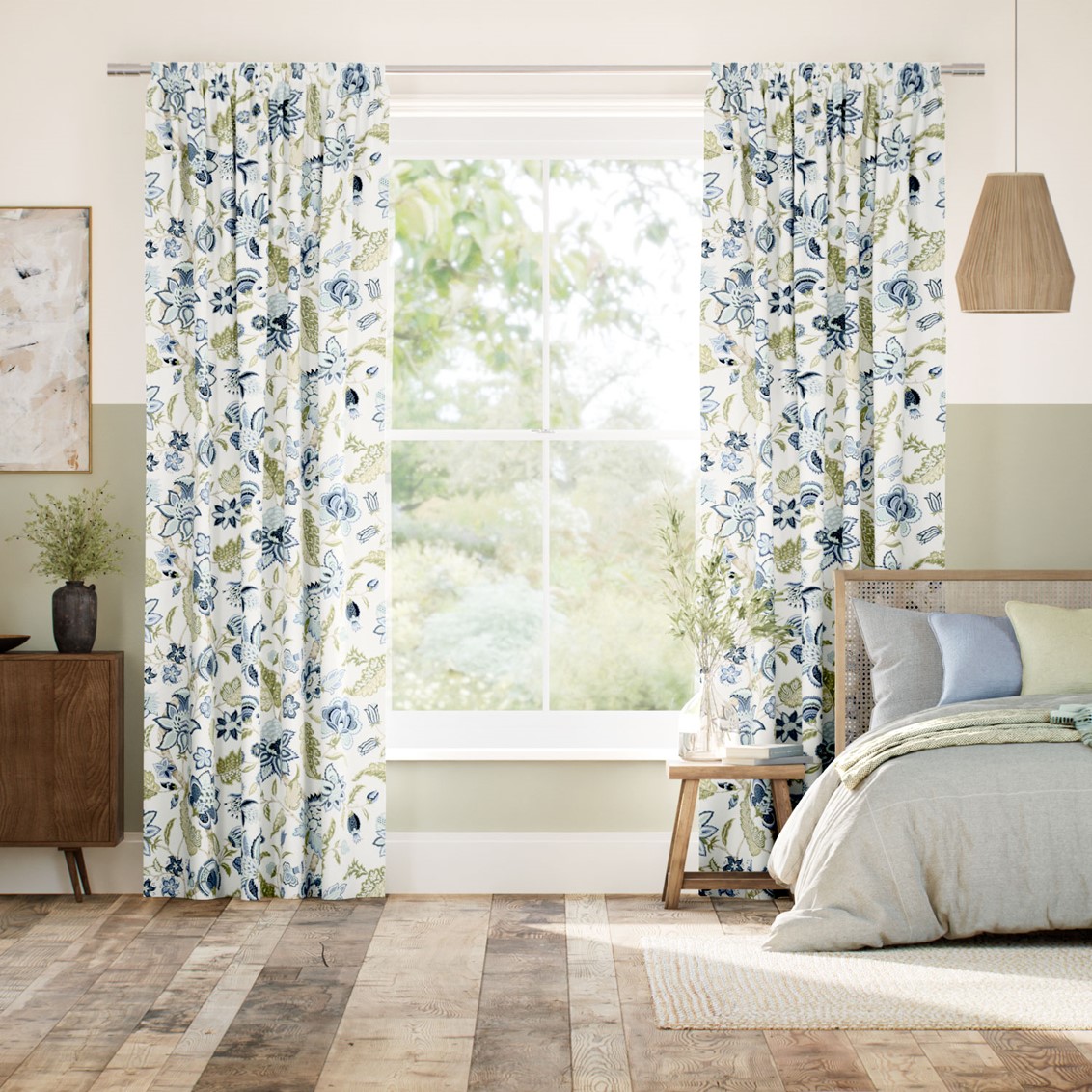 Newnham Courtney Cobalt Sage Curtains