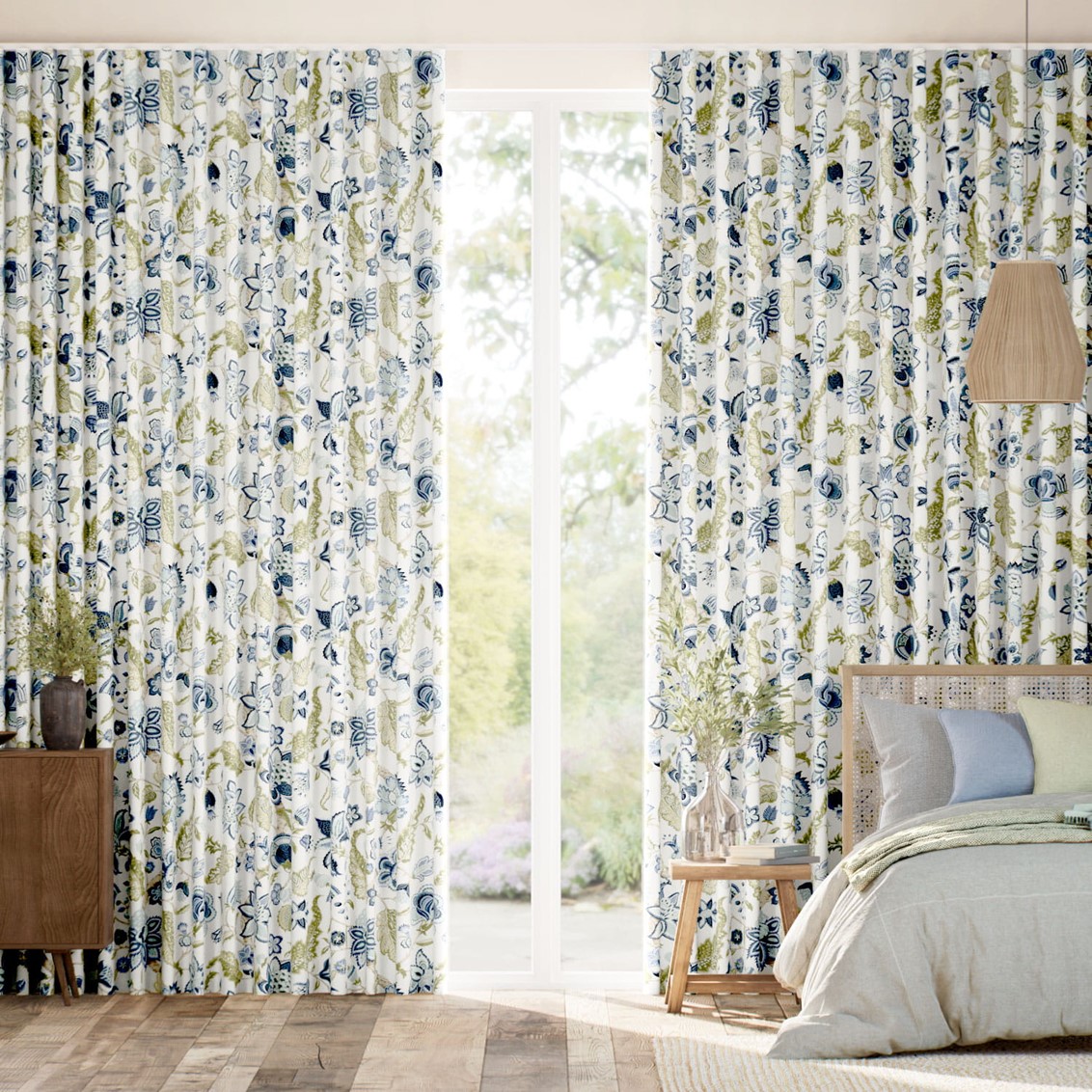 Newnham Courtney Cobalt Sage Curtains