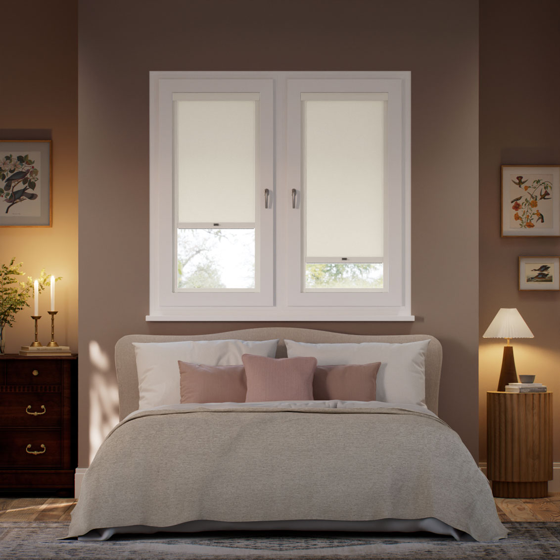 Stick On Titan Blackout Bone White Roller Blind