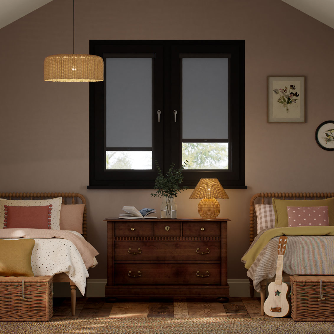 Stick On Titan Blackout Harbour Grey Roller Blind