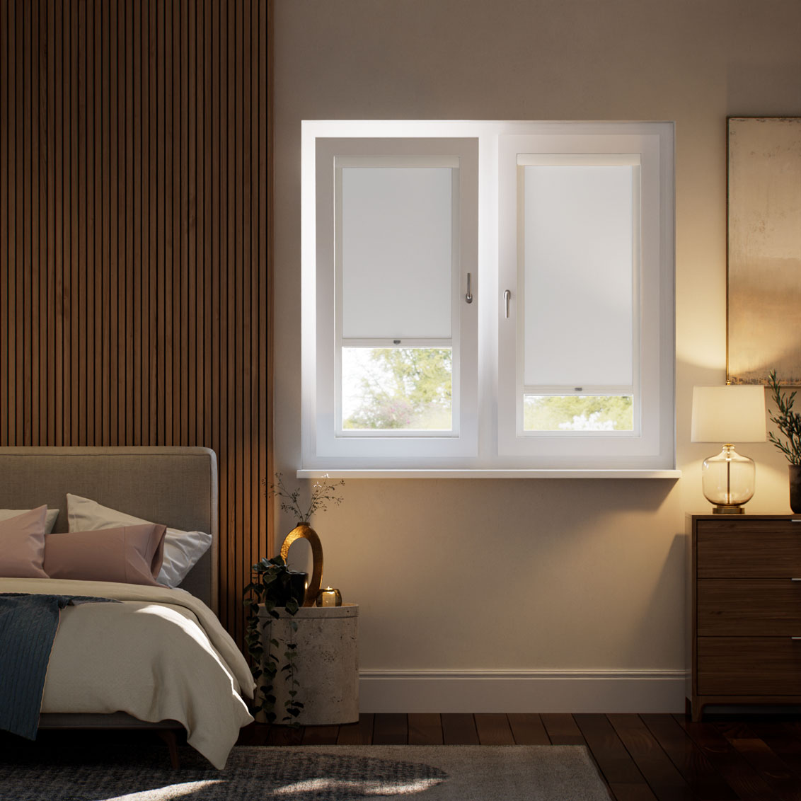 Stick On Titan Blackout Snow White Roller Blind