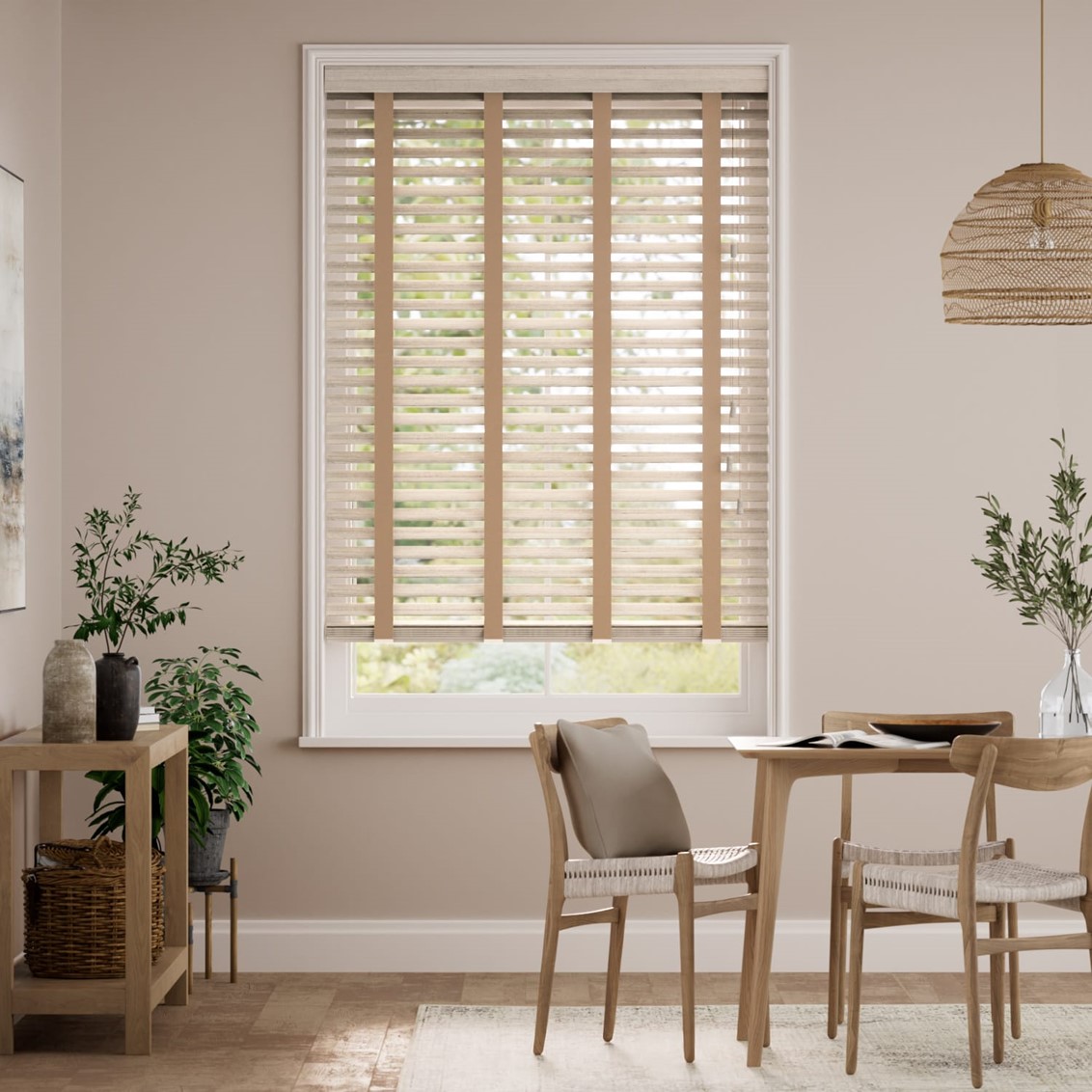 Nordic Oak & Camel Faux Wood Blind - 50mm Slat