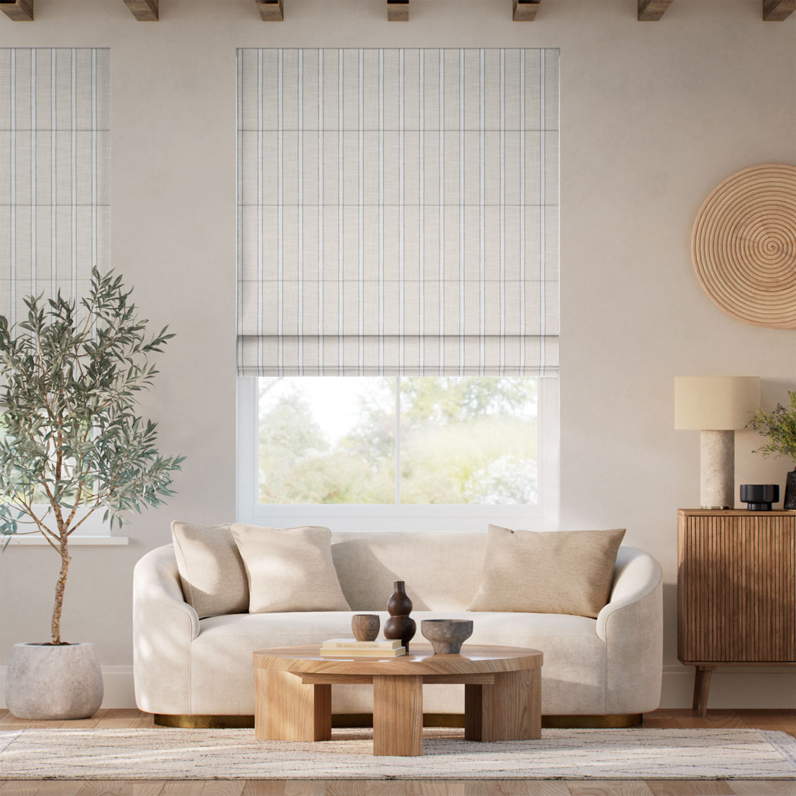 Oakley Stripe Natural Roman Blind