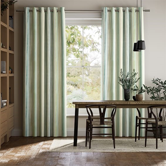 Oasis Stripe Aqua Blue Curtains