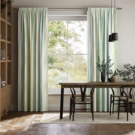 Oasis Stripe Aqua Blue Curtains