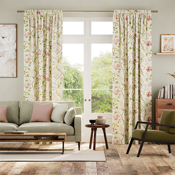 Orchid Trail Berry Lime Curtains