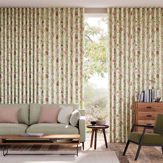 Orchid Trail Berry Lime Curtains