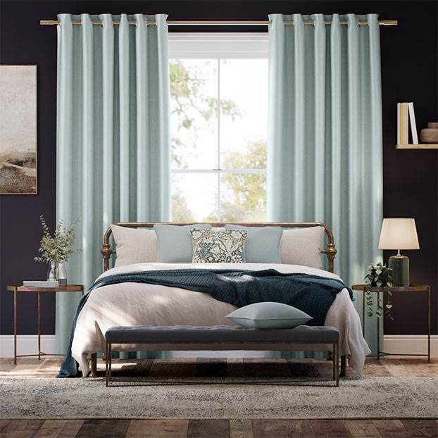 Osaka Faux Silk Blue Topaz Curtains thumbnail image