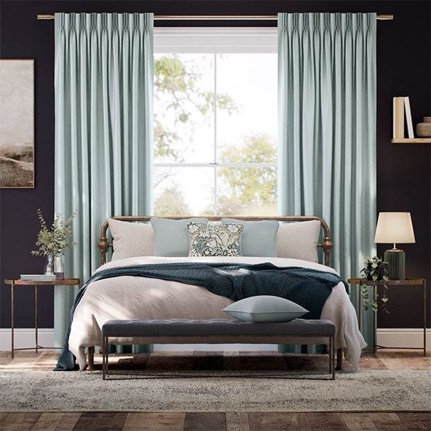 Osaka Faux Silk Blue Topaz Curtains thumbnail image