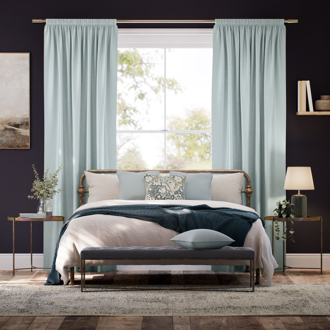 Osaka Faux Silk Blue Topaz Curtains