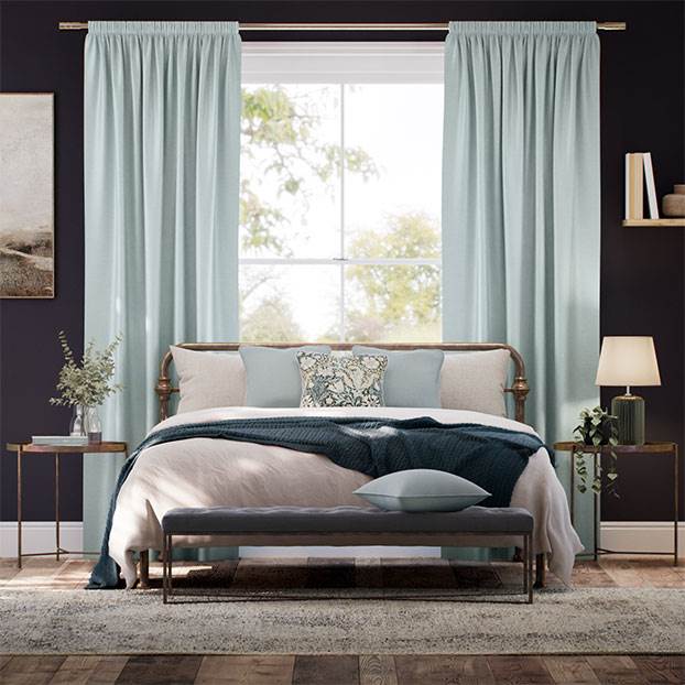 Osaka Faux Silk Blue Topaz Curtains thumbnail image