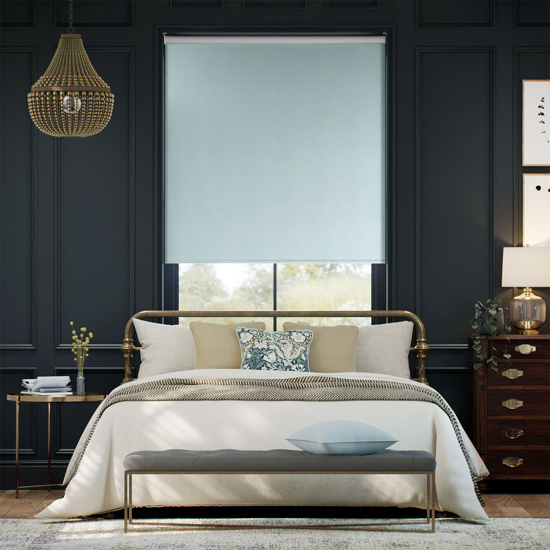 Osaka Faux Silk Blue Topaz Roller Blind