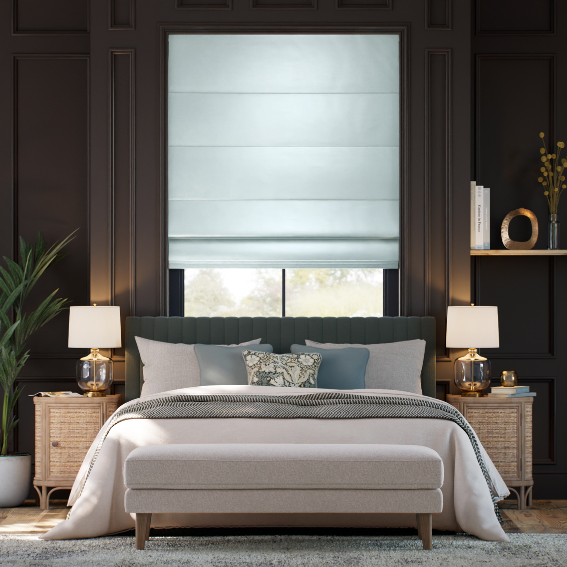 Osaka Faux Silk Blue Topaz Roman Blind