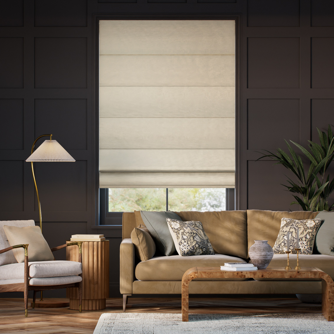 Osaka Faux Silk Champagne Roman Blind