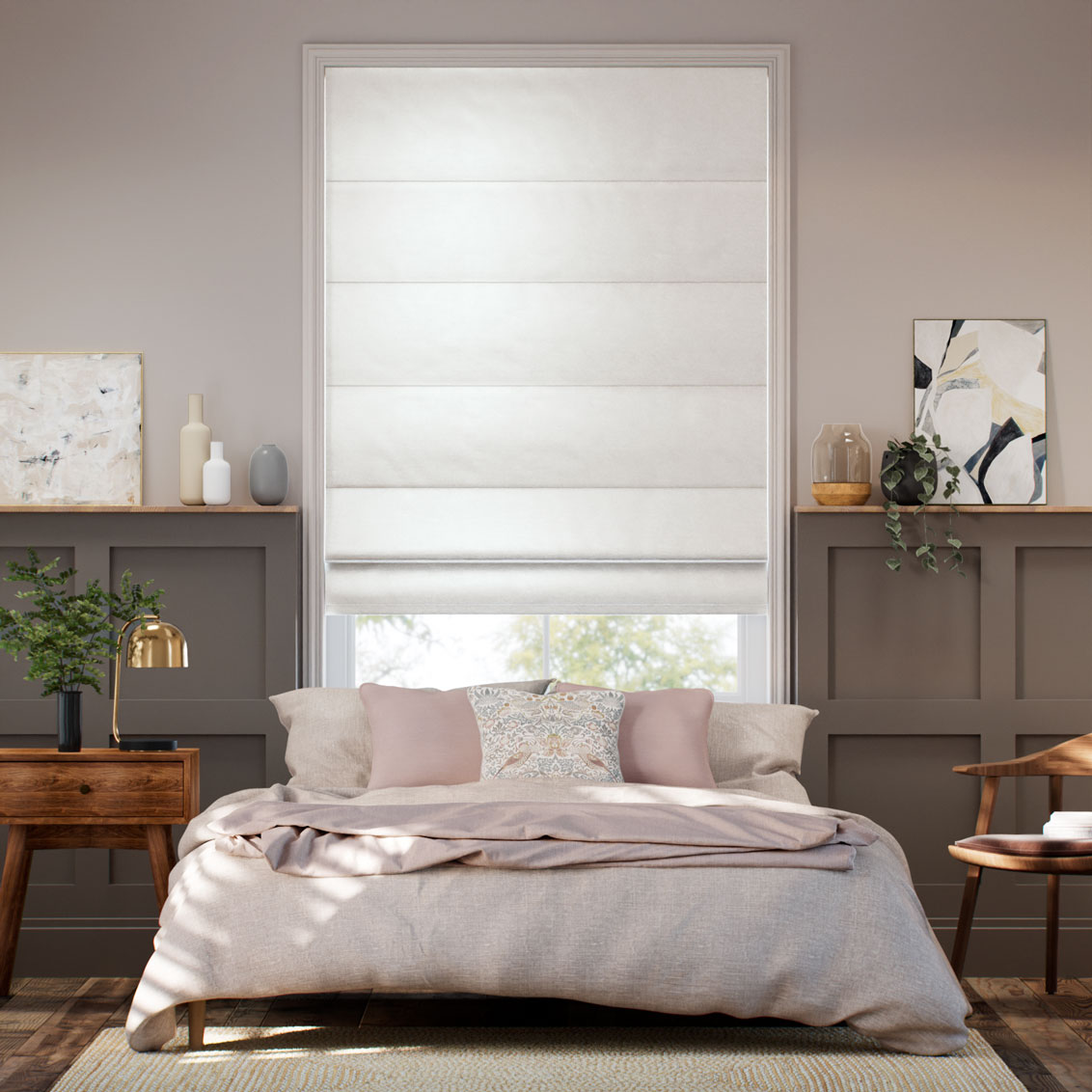 Osaka Faux Silk Snow Roman Blind